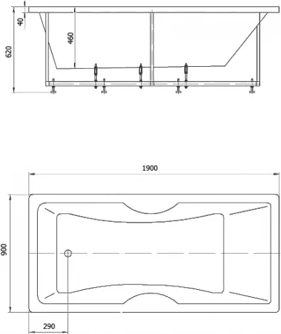 Акриловая ванна Акватек Феникс 190 слив слева, с фронтальным экраном