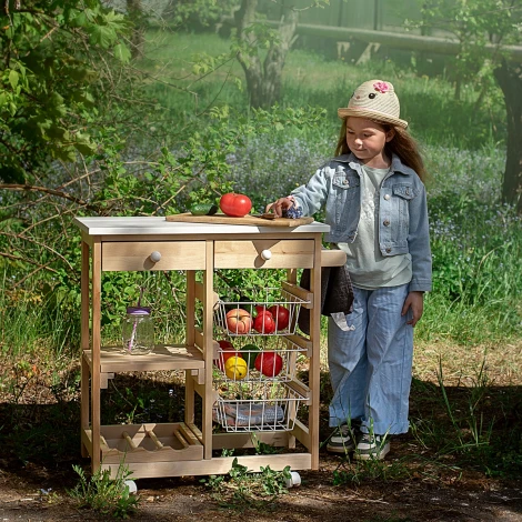 Тумба с баром и корзинами белый/лак Mebelik 008479