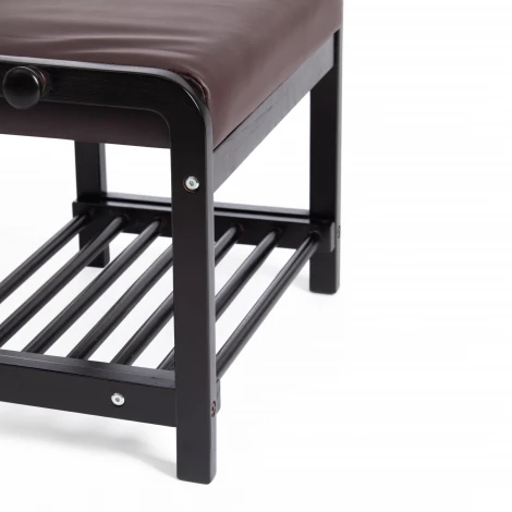 Обувница AX-1021 дерево: венге #9, экокожа темно-коричневая (дерево береза/экокожа)