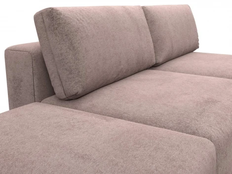 Диван прямой модульный с пуфом Лига-060 НПБ (ЛДСП,Брус,Фанера/Пластик/Велюр/Бежевый) Лига Диванов 129656