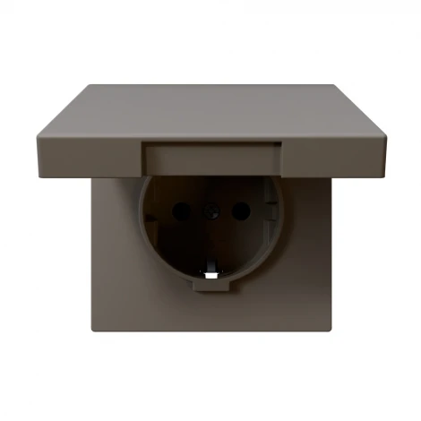 Розетка с защитной крышкой и шторками (тауп soft touch) Jasmart FD FD5505PTM