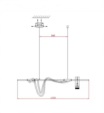 Подвесной светильник с гибким неоном Kink Light Кайли 08039K-120A,19 димм. черный с пультом ДУ (регулировка яркости, LED, 220V, умный дом - LampSmart, на тросе)