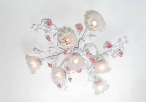 Потолочная люстра Lucia Tucci Fiori Di Rose 109.6.1 (220V, муранское стекло, цветы, ветки, розы)