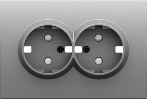 Накладка для розетки 2-й с заземлением, со шторками 16A 250 В~, серый графит Donel S08 DS22259
