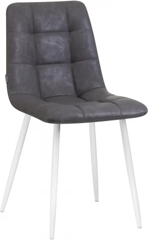 Стул обеденный ALEX (белые ножки, серая антрацитовая винтажная экокожа (RU-08))