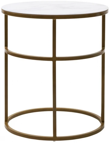 Журнальный столик Френсис Белый мрамор, стекло/ золотой каркас M-city