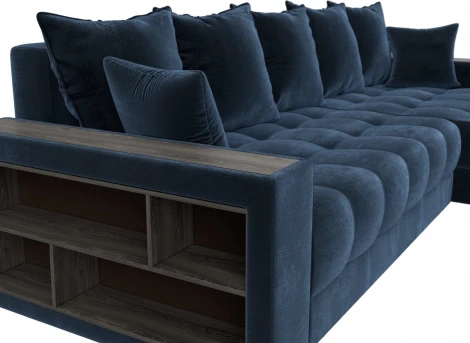 Диван угловой с декором и полкой Лига-050 НПБ Лига Диванов (Велюр) арт.128609