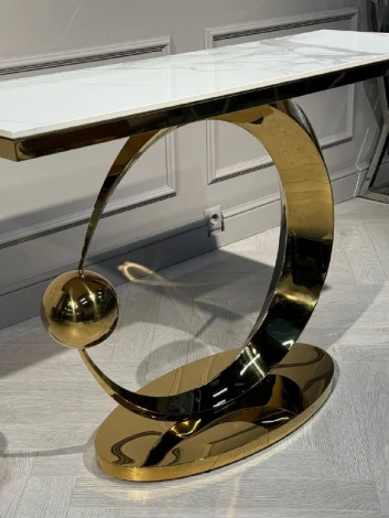 Стол-консоль IST-CASA Дрим IST-800,120х40х78 см, белый бентли/золотой