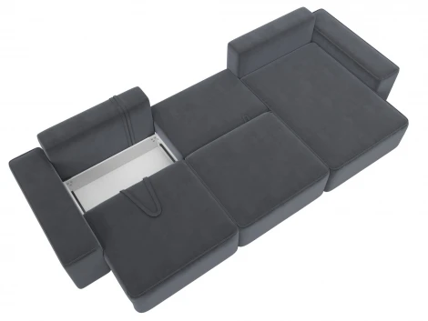 Диван угловой Лига-074 угол универсальный (ДСП/Пластик/Велюр/Серый) Лига Диванов 129863