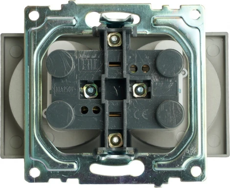 Розетка двойная без заземления со шторками (графит) Stekker Катрин 49421