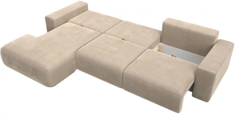 Диван угловой Лига-036 НПБ Классик Лонг левый угол (Бежевый/Велюр) Лига Диванов арт.121390L