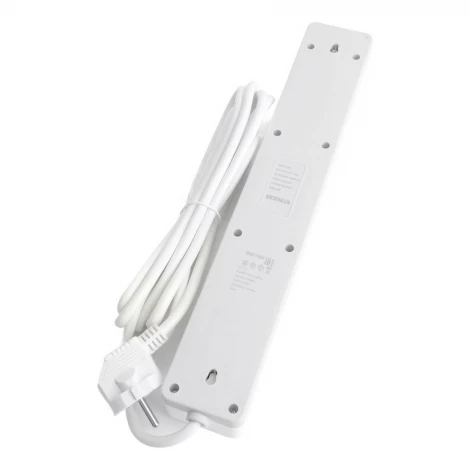 Сетевой фильтр 6-и местный с заземлением 5 метров (белый) Stekker Optima 50097