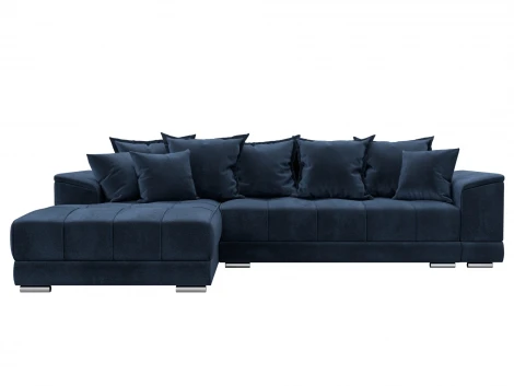Диван угловой НордСтар левый угол (ДСП,Брус/Пластик/Велюр/Синий) Лига Диванов 127941L