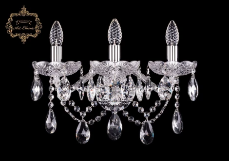 Бра Art Classic 10.21 10.21.3.165.XL.Cr.Sp (220V, хрусталь, подвески, подсвечник, свеча)