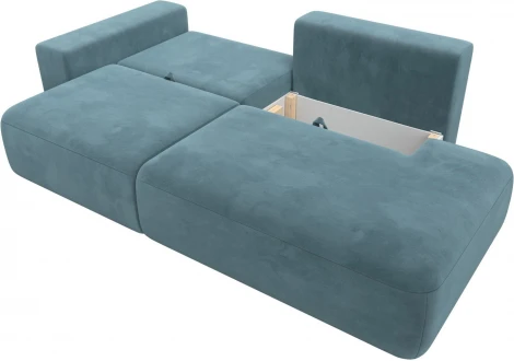Диван прямой Лига-036 НПБ Модерн подлокотник слева (Бирюзовый/Велюр) Лига Диванов арт.121340L