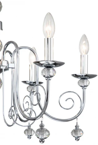 Подвесная люстра Escada Shine 678/6PL Chrome (220V, хрусталь, подвески, на цепи, подсвечник, свеча)