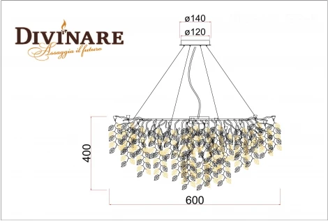 Подвесная люстра Divinare Salice 3136/01 SP-8 (220V, на тросе, лепестки, ветки)