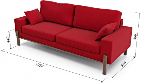 Диван Arsko прямой Хангель велюр красный