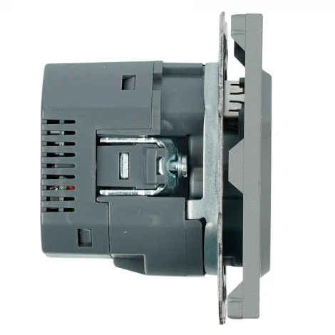 Розетка с заземлением и шторками с USB Type A+С (платиново-серый, soft touch) Stekker Эмили 50219