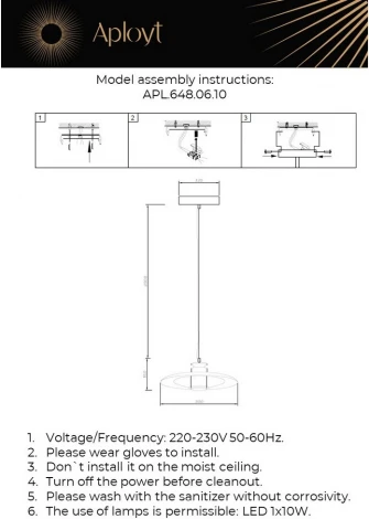 Подвесной светильник Aployt Stefa APL.648.06.10 (LED, 220V, на тросе, круглые)