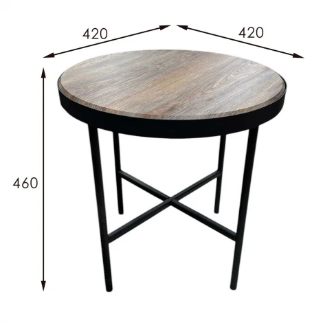 Стол журнальный МеталлАрт М011 МАЛЫЙ коричневый дуб/черный Mebelik 009489