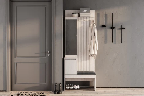 Прихожая БТС Лама ПР-07, Ясень белый, Графит