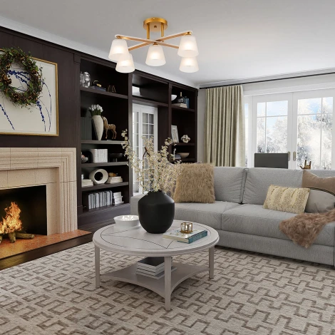 Потолочная люстра на штанге Escada Silva 1101/5PL 5х60Вт E27, металл/стекло, золото