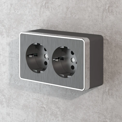 Розетка двойная с заземлением Gallant (графит рифленый) Werkel W5072104 (a051342)