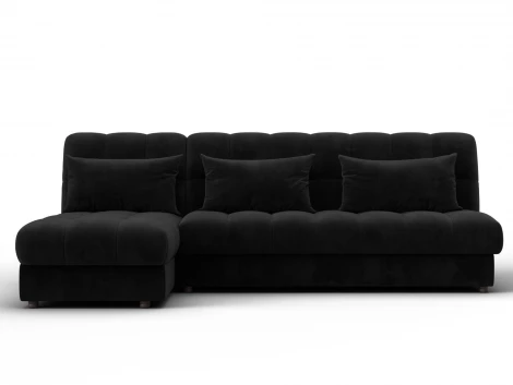 Диван угловой Лига-116 НПБ угол левый (ДСП,ЛДСП,Велюр/Черный) Лига Диванов 136956L