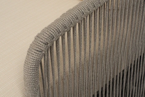 "Альбано" кресло плетеное из роупа, каркас алюминий светло-серый (RAL7035) муар, роуп серый меланж круглый, ткань Mossle светло-бежевая 4SIS арт.УТ-00009676