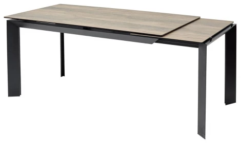 Обеденный стол M-City CREMONA 140 KL-61 под дерево, итальянская керамика/ черный каркас