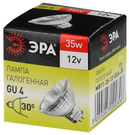 Лампочка галогеновая GU4 35W ЭРА GU4-MR11-35W-12V-30CL