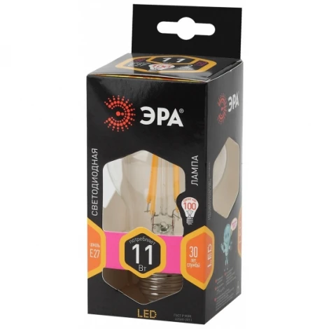 Лампочка светодиодная филаментная E27 11W ЭРА F-LED A60-11W-827-E27