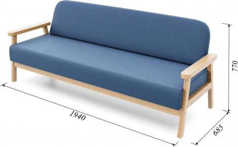 Диван Arsko прямой Флори Б береза велюр голубой