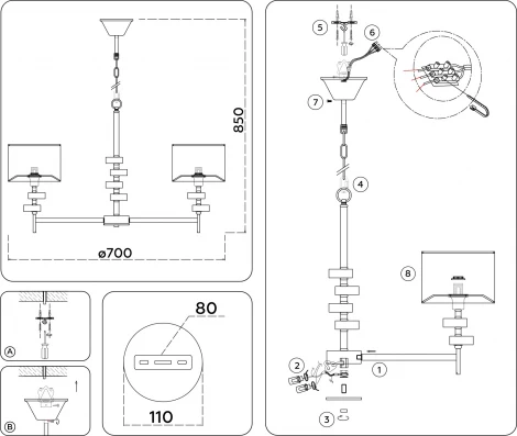 Подвесная люстра Ambrella High Light LH71331 (220V, на цепи)