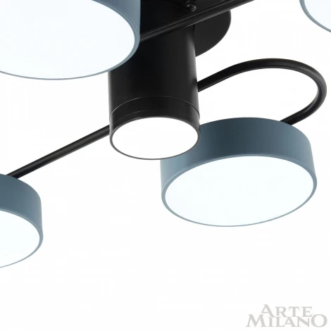 Потолочная люстра на штанге Arte Milano Ferrara 253039/4+1 Bk/Gr (LED, 220V, круглые)