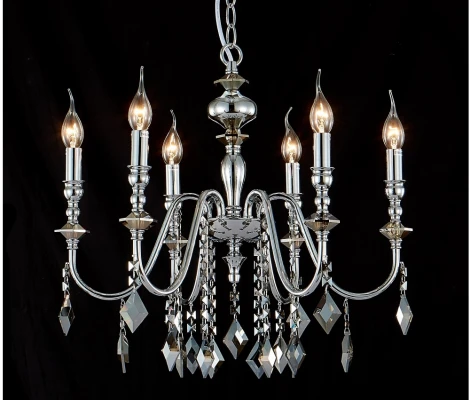 Подвесная люстра Crystal Lux MERCEDES SP6 CHROME/SMOKE (220V, на цепи, свеча)