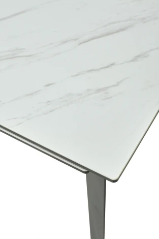 Обеденный стол M-City CREMONA 180 KL-99 Белый мрамор матовый, итальянская керамика / черный каркас