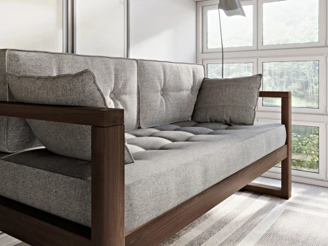 Диван Arsko Астер Мини орех серая рогожка