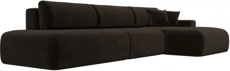 Диван угловой Лига-036 НПБ Модерн Лонг правый угол (Коричневый/Микровельвет) Лига Диванов арт.121417