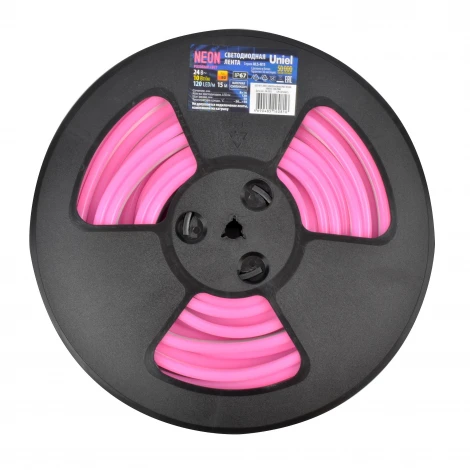 Светодиодная гибкая герметичная лента Neon 15 м. Neon ULS-N11-2835-120LED/m-8mm-IP67-DC24V-10W/m-15M-PINK катушка в герметичной упаковке