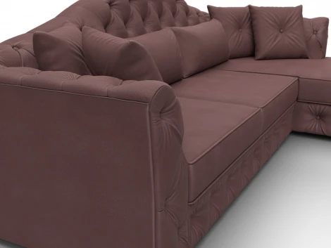 Диван угловой Артис правый угол (Брус,Рейка,Замша/Бордовый) Лига Диванов 128039