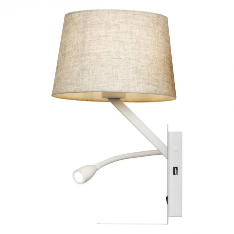 Бра на гибкой ножке с вилкой с подсветкой для чтения с полкой и USB Loft It Station LOFT9993-WH