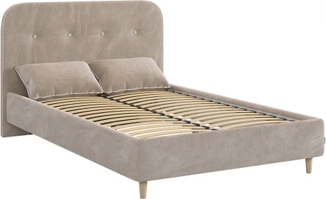 Кровать с основанием Лео 120х200 см Mebelson (ДСП,Дерево,Велюр/Латте,Капучино) арт.KM1.2-19.2765