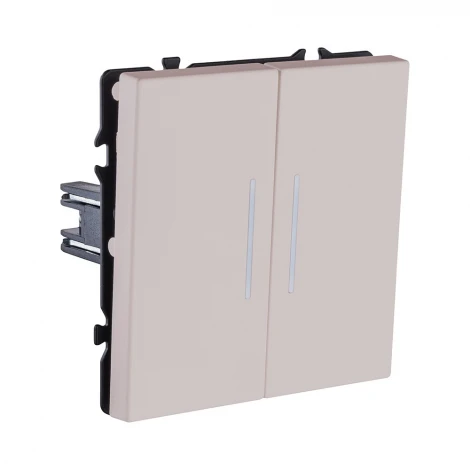 Выключатель 2-клавишный 10А/250В с LED подсветкой, кашемир матовый Kollinger Eclipse EC-010CM