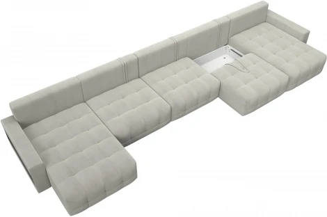 Диван п-образный с полками Лига-053 НПБ МегаЛонг Лига Диванов (Велюр) арт.129014