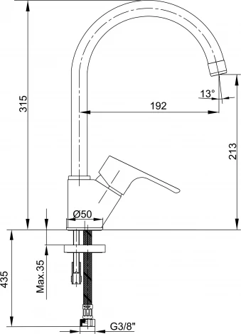 Смеситель E.C.A. Niobe 102118098EX для кухонной мойки
