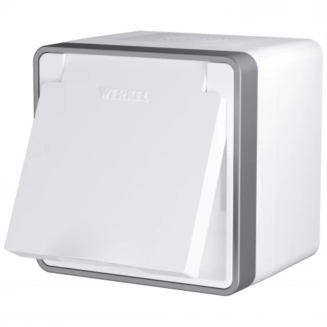 Розетка влагозащ. с зазем. с защит. крышкой и шторками Gallant (белый) Werkel W5071201 (a051568)