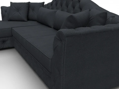 Диван угловой Артис левый угол (Брус,Рейка,Замша/Темно-серый) Лига Диванов 128038L