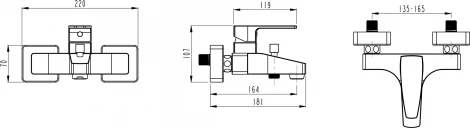 Смеситель VitrA Q Line A40778EXP для ванны с душем